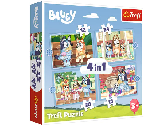 Trefl, Puzzle 4w1, Bluey i jego świat, 12/15/20/24 el. Trefl