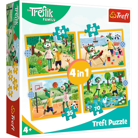 Trefl, Puzzle 4w1, Trefliki na wakacjach, 35-48-54-70 el. Trefl