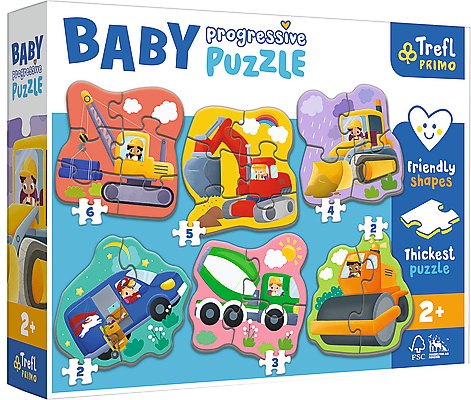 Trefl, puzzle, Baby Progressive, Pojazdy, 6w1 Trefl