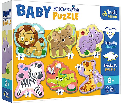 Trefl, puzzle, Baby Progressive, Safari, 6w1 Trefl