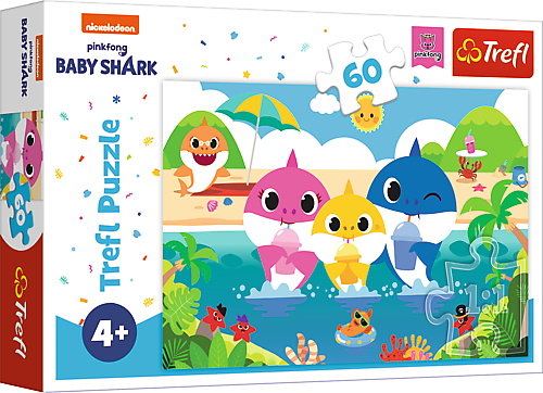 Trefl, puzzle, Baby Sherk, Rodzina rekinów na wakacjach, 60 el. Trefl