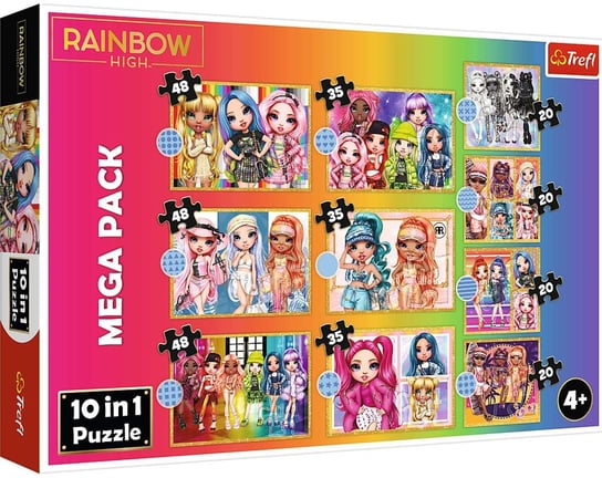 Trefl, puzzle, Bajki, Kolekcja modnych laleczek, 10w1 RAINBOW HIGH Trefl