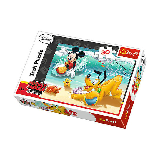 Trefl, puzzle, Disney, Myszka Miki i Przyjaciele, Miki i Pluto na plaży, 30 el. Trefl