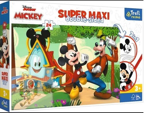 Trefl, puzzle, Disney, Super Maxi Mickey Wesoły Domek, 24 el. Trefl