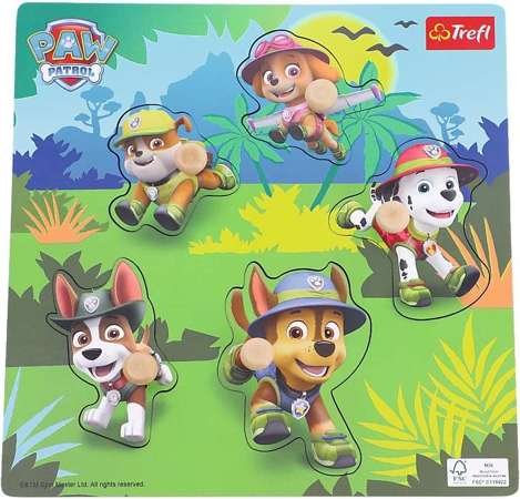 Trefl, puzzle drewniane mini paw patrol jungle 61769 Trefl