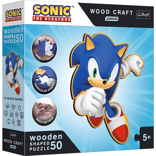 Trefl, Puzzle drewniane, Sprytny Sonic, 50 el. Trefl