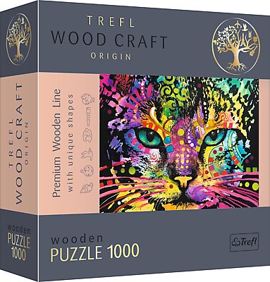 Trefl, puzzle drewniane, Wood Craft, Kolorowy kot, 1000 el. Trefl