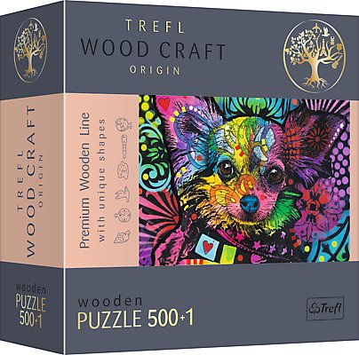 Trefl, puzzle drewniane, Wood Craft, Kolorowy szczeniak, 501 el. Trefl