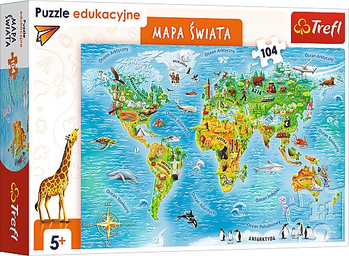 Trefl, puzzle, edukacyjne, Mapa świata, 160 el. Trefl