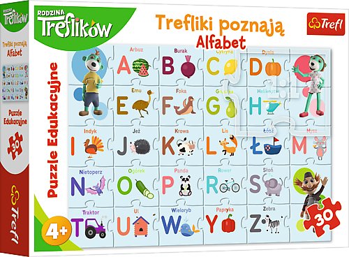 Trefl, puzzle, edukacyjne Trefliki poznają alfabet, 30 el. Trefl