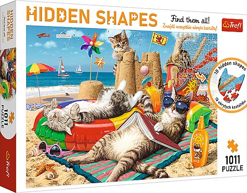 Trefl, puzzle, Hidden Shapes, Kocie wakacje , 1011 el. Trefl