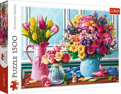 Trefl, puzzle, Kwiaty w wazonach, 1500 el. Trefl