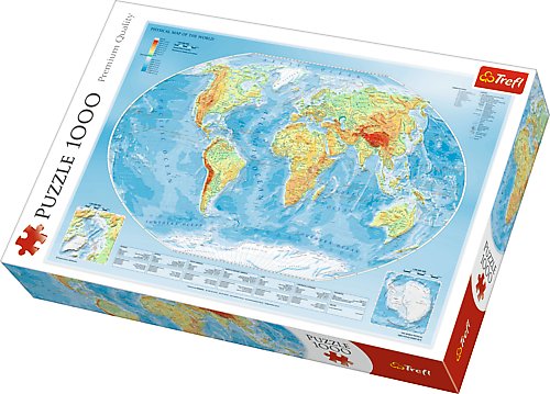 Trefl, puzzle, Mapa fizyczna świata, 1000 el. Trefl