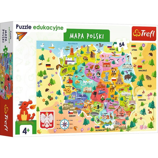 Trefl, puzzle, Mapa Polski, 54 el. Trefl