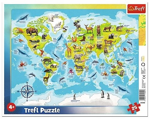 Trefl, puzzle, Mapa Świata, 25 el. Trefl