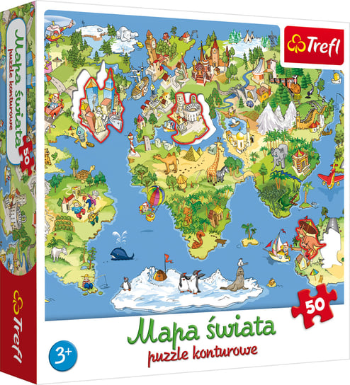 Trefl, puzzle, Mapa Świata, 50 el. Trefl