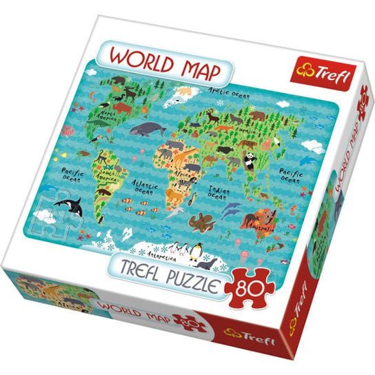 Trefl, puzzle, Mapa świata, 80 el. Trefl