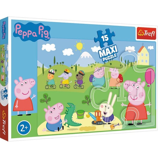Trefl, puzzle, Maxi, Świnka Peppa, Szczęśliwy dzień, 15 el. Trefl
