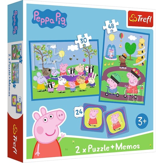 Trefl, puzzle, memos, Radosne chwile Świnka Peppa, 30/48 el. Trefl