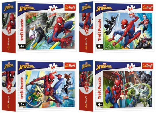 Trefl, puzzle, mini Marvel Czas na Spider-Mana, 4x54 el.. Trefl