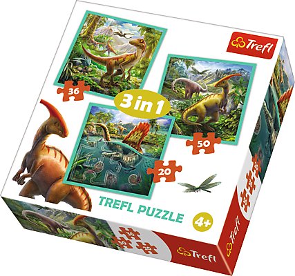 Trefl, puzzle, Niezwykły świat dinozaurów, 20/36/50 el. Trefl
