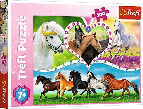 Trefl, puzzle, Piękne konie , 200 el. Trefl