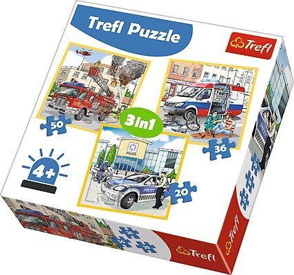 Trefl, puzzle, Pojazdy interwencyjne i zawody, 20/36/50 el. Trefl