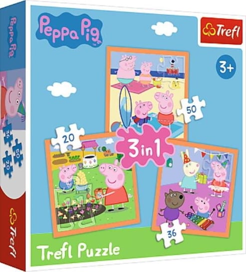 Trefl, puzzle, Pomysłowa Świnka Peppa, 20/36/50 el. Trefl