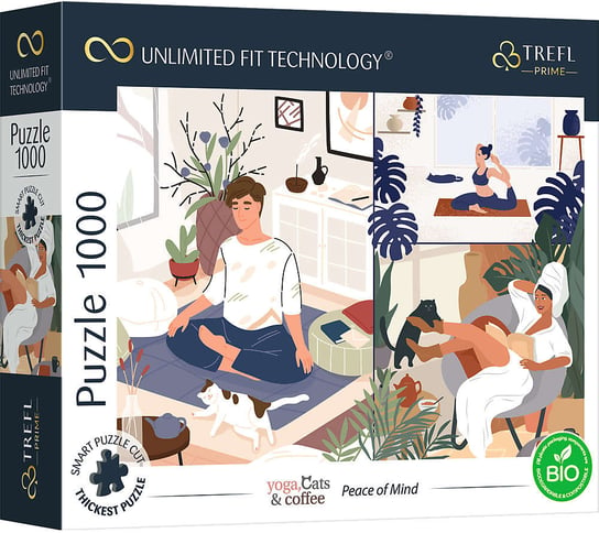 Trefl, puzzle, Prime UFT Yoga Cats & Coffee: Peace of Mind, 1000 el. Trefl