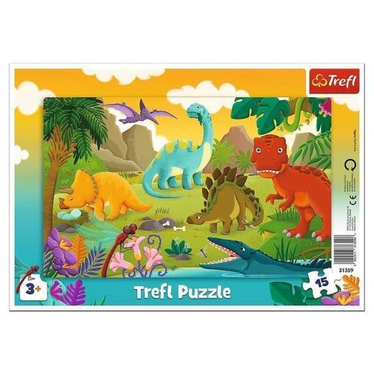 Trefl, puzzle, ramkowe, Dinozaury, 15 el. Trefl