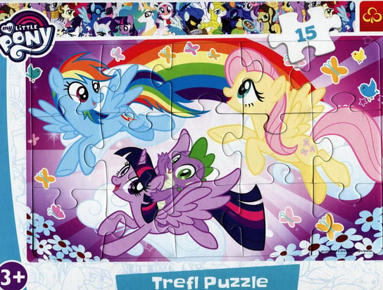 Trefl, puzzle, ramkowe, My Little Pony, Zabawa kucyków, 15 el. Trefl