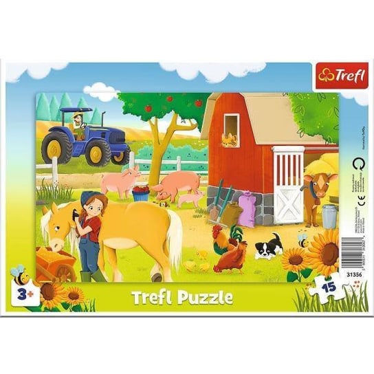 Trefl, puzzle, ramkowe, Na farmie, 15 el. Trefl
