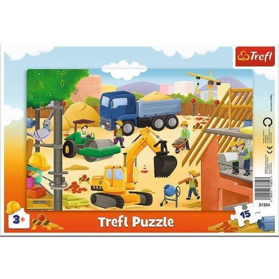 Trefl, puzzle, ramkowe, Trefliki na budowie, 15 el. Trefl