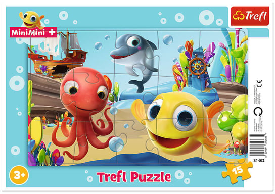 Trefl, puzzle, ramkowe, Zabawy rybki MiniMini, 15 el. Trefl