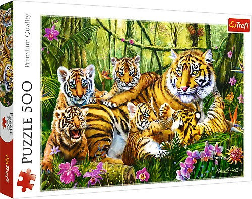 Trefl, puzzle, Rodzina tygrysów, 500 el. Trefl