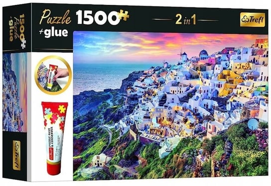 TREFL, Puzzle SANTORINI GRECJA + KLEJ 26182, 1500 el. Trefl