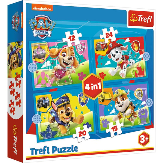 Trefl, Puzzle Standard dla dzieci, Biegnące pieski, 12/15/20/24 el. Trefl