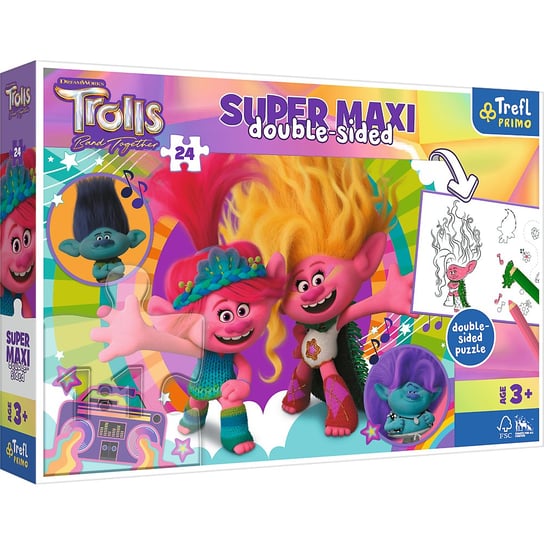 Trefl, Puzzle Super Maxi, Wesoły dzień Trolli, 24 el Trefl