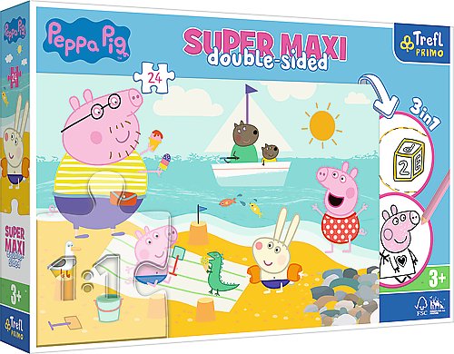 Trefl, puzzle, superMaxi, Radosny dzień Peppy, Peppa Pig , 24 el. Trefl