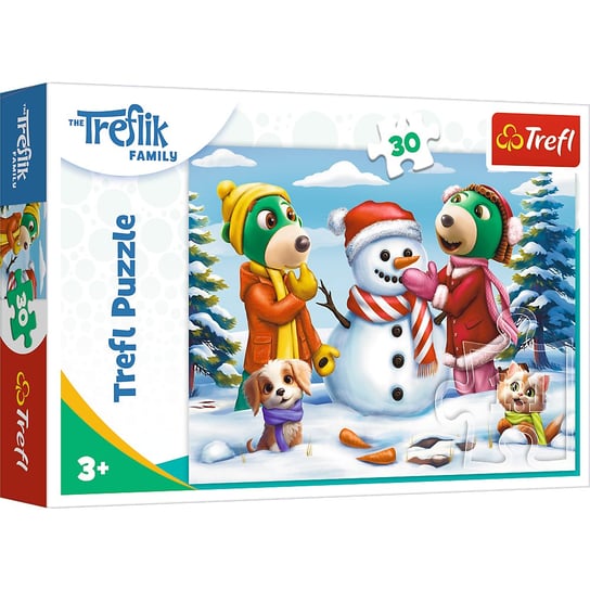 Trefl, Puzzle Świąteczne zabawy Treflików, 30 el. Trefl