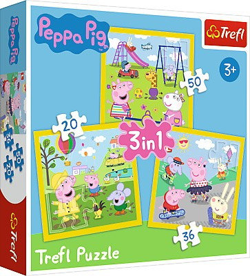 Trefl, puzzle, Wesoły dzień Peppy, 20/36/50 el. Trefl