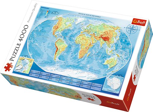 Trefl, puzzle, Wielka Mapa Fizyczna Świata, 4000 el. Trefl