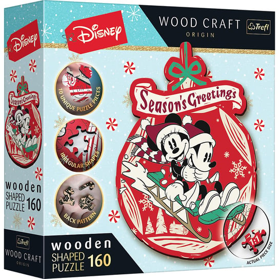 Trefl, Puzzle, Wood Craft,  Świąteczna przygoda Mickey i Minni, 160 el. Trefl