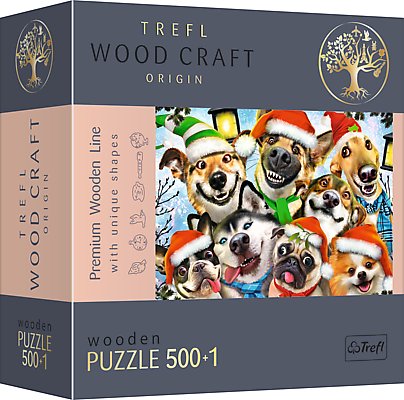 Trefl, Puzzle Wood Craft Świąteczne pieski, 501 el. Trefl