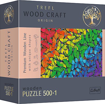 Trefl, Puzzle Wood Craft Tęczowe motyle, 501 el. Trefl