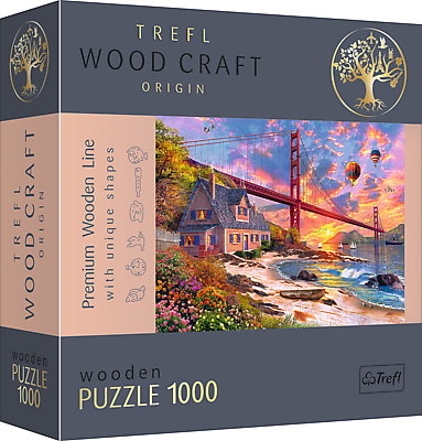 Trefl, Puzzle Wood Craft Zachód Słońca nad Golden Gate, 1000 el. Trefl
