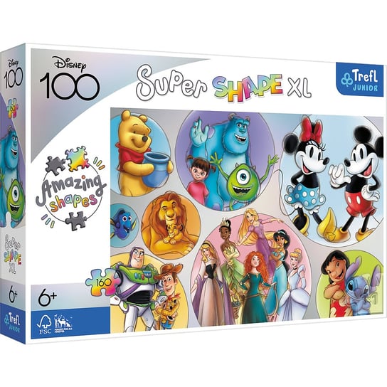 Trefl, Puzzle XL Super Shape, Kolorowy świat Disney, 160 el. Trefl