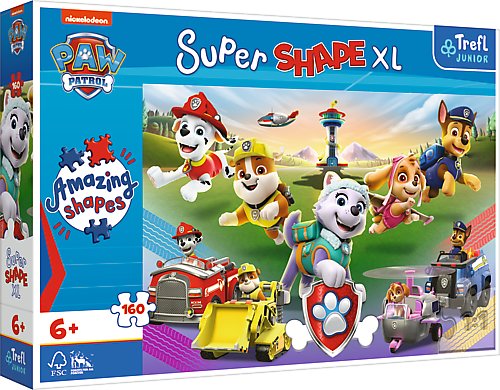 Trefl, puzzle, XL Super Shape, Skaczące pieski, 160 el. Trefl