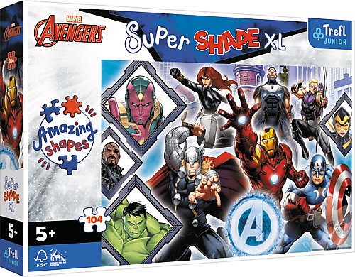 Trefl, puzzle, XL Super Shape, Twoi ulubieni Avengersi, 104 el. Trefl