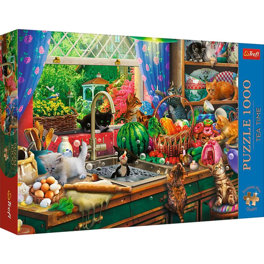 Trefl, Tea Time, puzzle, kociaki rozrabiaki, 1000 elementów Trefl